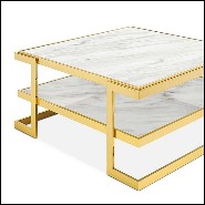 Table basse finition gold et avec plateaux haut et bas en marbre blanc 162-Liz White
