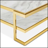 Table basse finition gold et avec plateaux haut et bas en marbre blanc 162-Liz White
