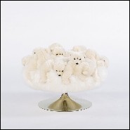 Tabouret réalisé avec de petites peluches d'ours polaires et base rotative en acier inoxydable poli 188-Polar Bear