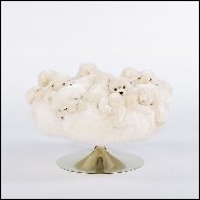 Tabouret réalisé avec de petites peluches d'ours polaires et base rotative en acier inoxydable poli 188-Polar Bear