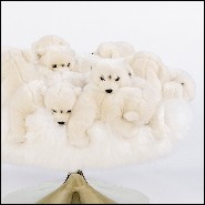 Tabouret réalisé avec de petites peluches d'ours polaires et base rotative en acier inoxydable poli 188-Polar Bear