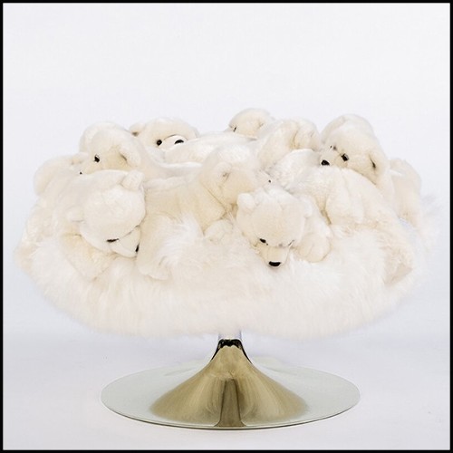 Stool with small polar bears plushes on swivel stainless steel base 188-Polar Bear