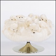 Tabouret réalisé avec de petites peluches d'ours polaires et base rotative en acier inoxydable poli 188-Polar Bear