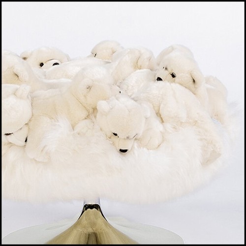 Stool with small polar bears plushes on swivel stainless steel base 188-Polar Bear