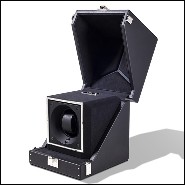 Watch winder box with solid brass in nickel plated padding and lining in black dinamica 186-Single Luxwatch Black