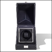 Boîte remonte montre avec détails plaqué nickel et doublure dinamica noire 186-Single Luxwatch Black