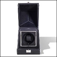 Watch winder box with solid brass in nickel plated padding and lining in black dinamica 186-Single Luxwatch Black