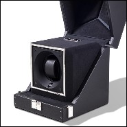 Watch winder box with solid brass in nickel plated padding and lining in black dinamica 186-Single Luxwatch Black
