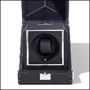 Watch winder box with solid brass in nickel plated padding and lining in black dinamica 186-Single Luxwatch Black
