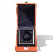 Boîte remonte montre avec détails plaqué nickel et doublure dinamica noire 186-Single Luxwatch Orange