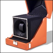Boîte remonte montre avec détails plaqué nickel et doublure dinamica noire 186-Single Luxwatch Orange