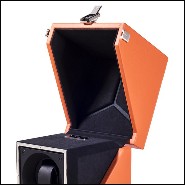 Boîte remonte montre avec détails plaqué nickel et doublure dinamica noire 186-Single Luxwatch Orange