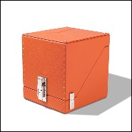 Boîte remonte montre avec détails plaqué nickel et doublure dinamica noire 186-Single Luxwatch Orange