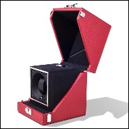 Boîte remonte montre avec détails plaqué nickel et doublure dinamica noire 186-Single Luxwatch Red