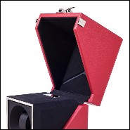 Watch winder box with solid brass in nickel plated padding and lining in black dinamica 186-Single Luxwatch Red