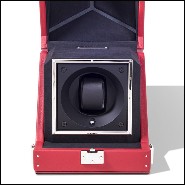 Watch winder box with solid brass in nickel plated padding and lining in black dinamica 186-Single Luxwatch Red