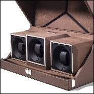 Boîte remonte montre avec détails plaqué nickel et doublure dinamica brown 186-Triple Luxwatch Brown
