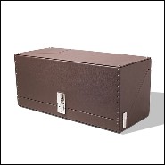 Watch winder box with solid brass in nickel plated padding and lining in brown dinamica 186-Triple Luxwatch Brown