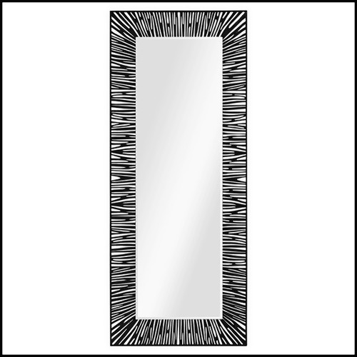 Miroir avec cadre en bois massif finition laqué noir et miroir en verre biseauté 119-Twiggy