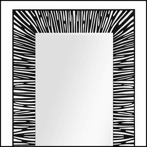 Mirror high with frame in solid wood hand carved frame in black lacquered finish 119-Twiggy