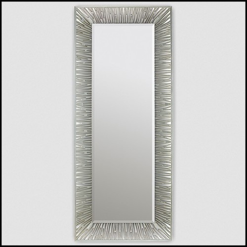 Mirror high with frame in solid wood hand carved frame in black lacquered finish 119-Twiggy
