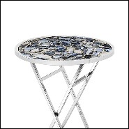 Side table with real agate stone top and polished stainless steel base 162-Agate blue