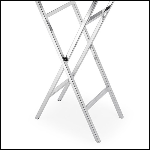 Side table with real agate stone top and polished stainless steel base 162-Agate blue