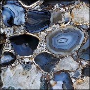 Table d'appoint avec plateau en pierre d'agate véritable et structure en acier inoxydable poli 162-Agate blue