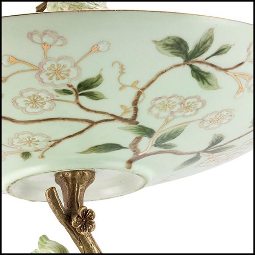 Centre de table avec porcelaine émaillée et avec structure et détails en bronze 162-Birdy