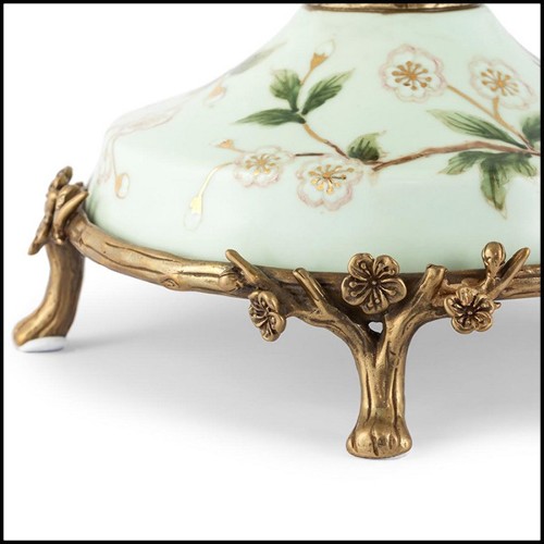 Centre de table avec porcelaine émaillée et avec structure et détails en bronze 162-Birdy