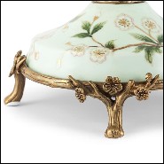 Center table serving piece with 2 plates in enameled porcelain and solid bronze details 162-Birdy