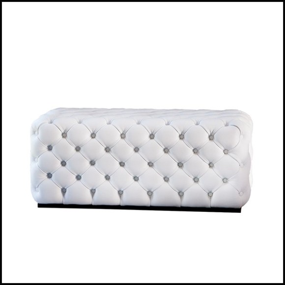 Banc avec structure en bois massif rembourré et capitonné avec cuir coloris blanc ou rouge 163-Captain