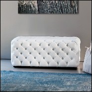 Bench upholstered and capitonated covering with genuine Italian leather in white or red color 163-Captain