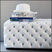 Bench upholstered and capitonated covering with genuine Italian leather in white or red color 163-Captain