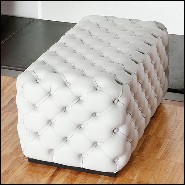 Bench upholstered and capitonated covering with genuine Italian leather in white or red color 163-Captain