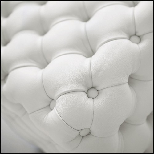 Banc avec structure en bois massif rembourré et capitonné avec cuir coloris blanc ou rouge 163-Captain