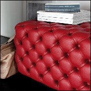 Banc avec structure en bois massif rembourré et capitonné avec cuir coloris blanc ou rouge 163-Captain