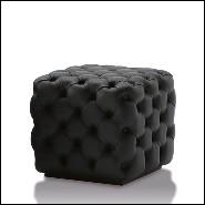 Stool with solid wood structure capitonated covering with leather in white or black finish 163-Captain