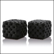 Tabouret avec structure en bois massif rembourré et capitonné avec cuir coloris noir ou blanc 163-Captain