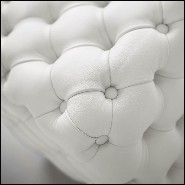 Tabouret avec structure en bois massif rembourré et capitonné avec cuir coloris noir ou blanc 163-Captain