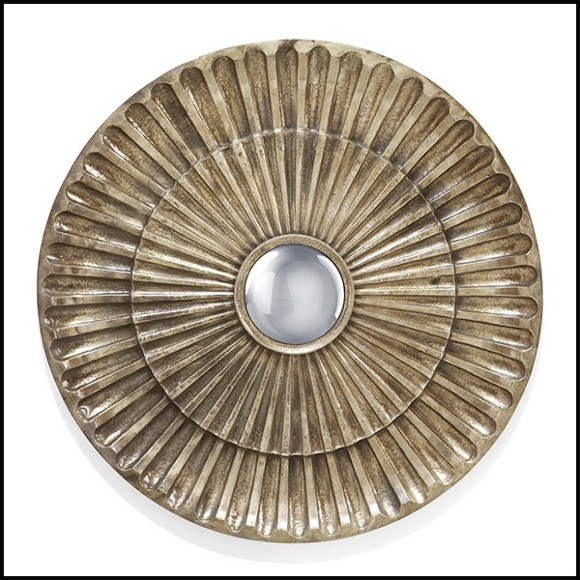 Miroir en fer forgé finition gold antique et avec miroir convex 162-Flower Heart