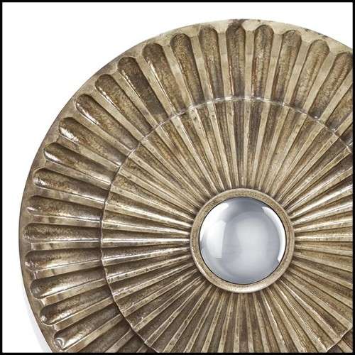 Miroir en fer forgé finition gold antique et avec miroir convex 162-Flower Heart