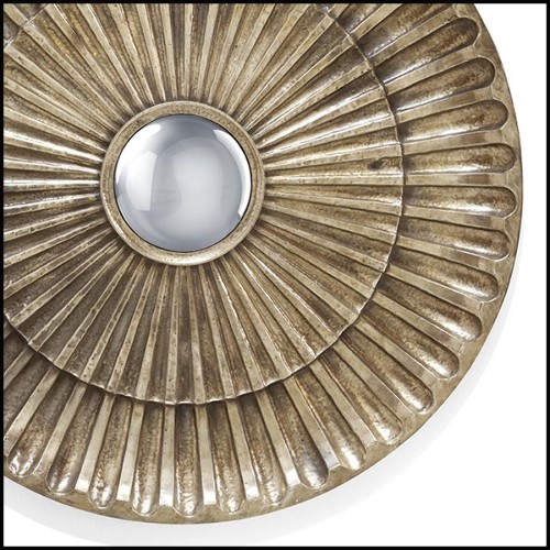 Miroir en fer forgé finition gold antique et avec miroir convex 162-Flower Heart