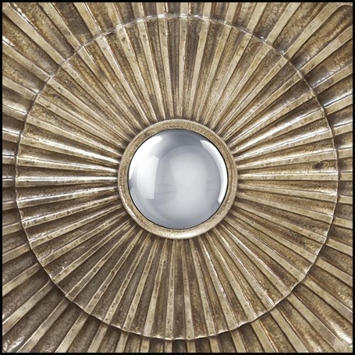 Miroir en fer forgé finition gold antique et avec miroir convex 162-Flower Heart