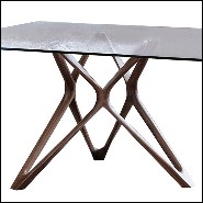 Dining table with 2 bases in solid walnut wood with tempered clear glass top 163-Giulia