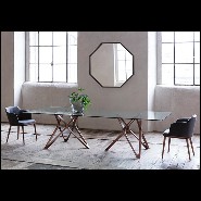 Dining table with 2 bases in solid walnut wood with tempered clear glass top 163-Giulia