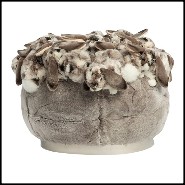 Pouf rembourré et couvert avec des peluches de lapins gris 188-Grey Rabbit