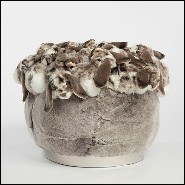 Pouf rembourré et couvert avec des peluches de lapins gris 188-Grey Rabbit
