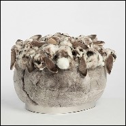 Pouf rembourré et couvert avec des peluches de lapins gris 188-Grey Rabbit