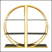 Bibliothèque set de 2 avec structure métal finition gold et avec verre fumé 162-Opale set of 2